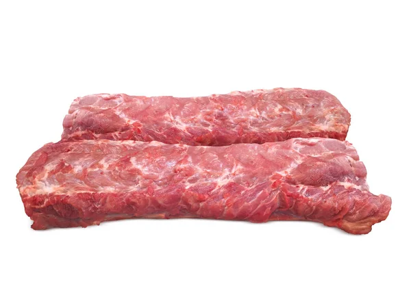 Carne Porco Crua Fresca Isolado Fundo Branco — Fotografia de Stock