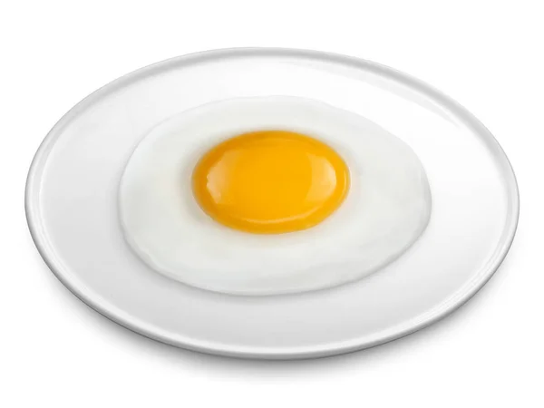 Fried Egg Plate Isolated White Background — Stock Photo, Image