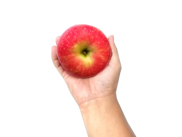 Apfel Der Hand Isoliert Auf Weißem Hintergrund — Stockfoto