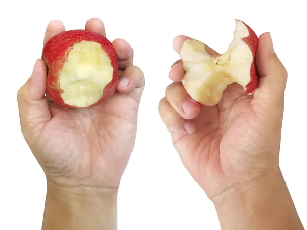 Hand Holding Red Apple Isolated White Background — Stock Photo, Image