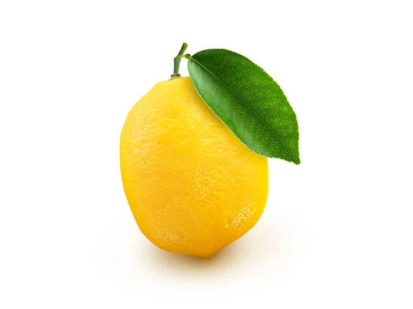 Citronfrukt Med Blad Isolerad Vit Bakgrund Clipping Path — Stockfoto