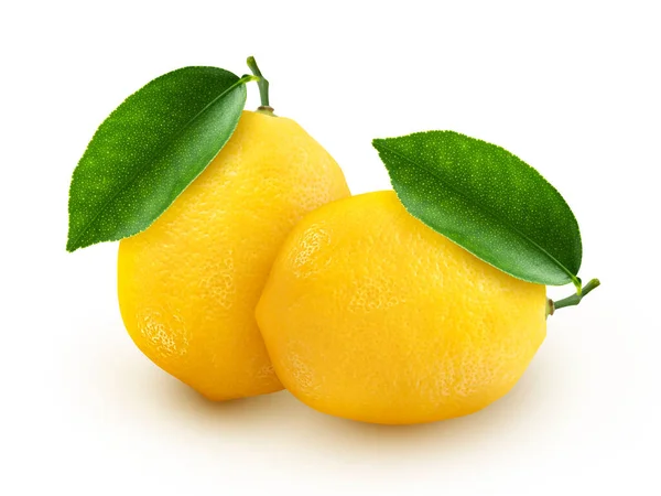 Fruta Limón Con Hoja Aislada Sobre Fondo Blanco Clipping Path —  Fotos de Stock