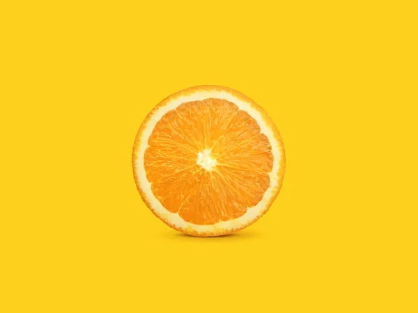 Una Rodaja Fruta Naranja Sobre Fondo Brillante Color Naranja Una —  Fotos de Stock