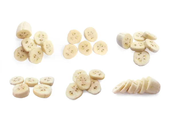 Plasterki Banana Obrane Białym Tle — Zdjęcie stockowe