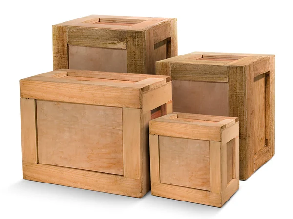 Wooden Box Isolated White Background — Stock Photo, Image