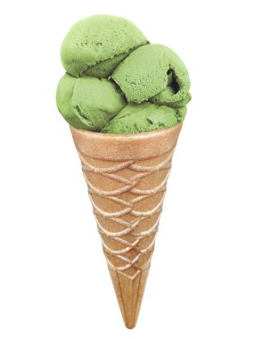 Külahta dondurmalar, beyaz arkaplanda izole edilmiş.