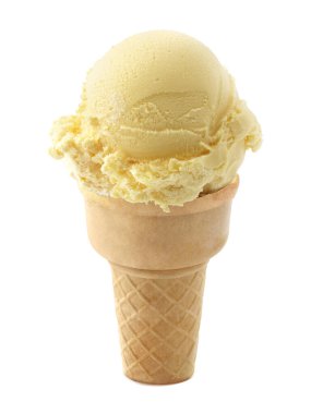 Beyaz arka planda külahta vanilyalı dondurma