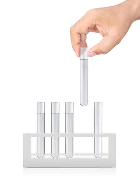 Chemical Test Tube Hand White Isolated Background — Stock Photo, Image