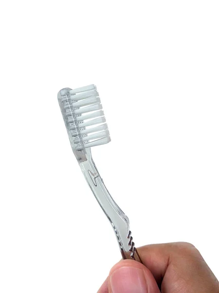 Hand Holding Toothbrush Photo White Background — Stock Photo, Image