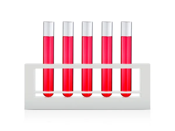 白色背景上隔离的试管中的红色液体 — 图库照片