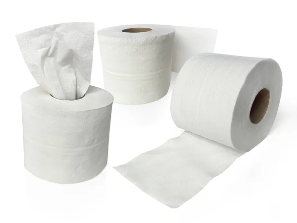 Papel Higiénico Rolo Papel Tissue Isolado Sobre Fundo Branco — Fotografia de Stock