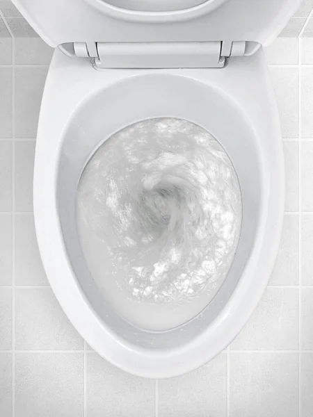 Toalett Spola Vatten Närbild — Stockfoto