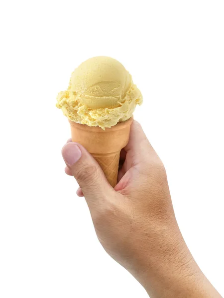 Man Hand Holding Ice Cream Scoop Cone — Stock Photo, Image