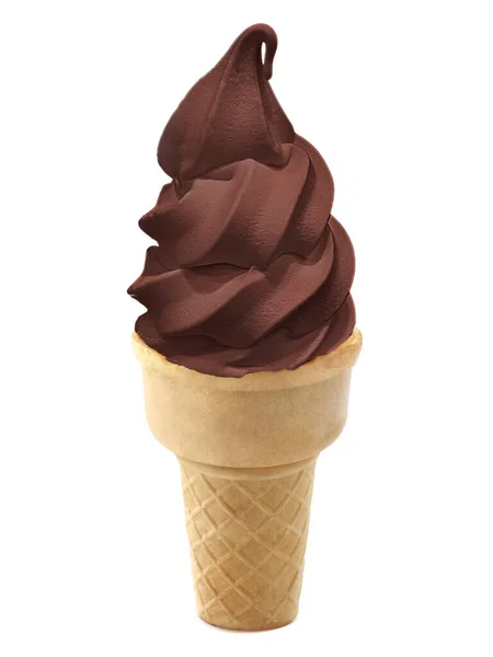 Шоколадное Мороженое Конусе Белом Фоне — стоковое фото