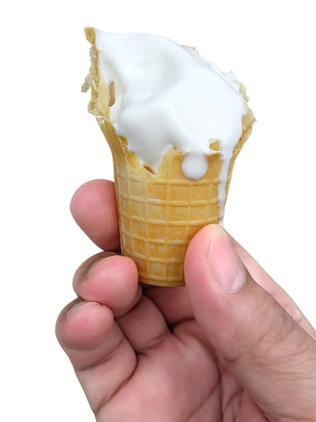 hand with Ice cream, in hand isolated on white background