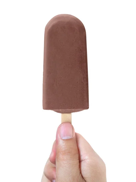 白い背景に単離されたアイスクリームを保持手 — ストック写真
