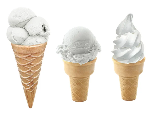 Παγωτό Στον Κώνο Λευκό Φόντο — Φωτογραφία Αρχείου