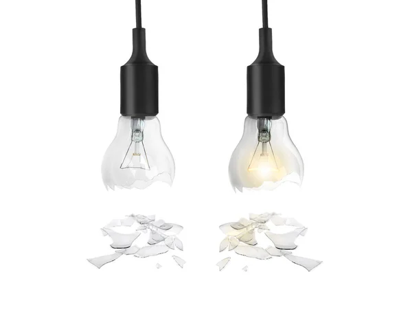 Broken Light Bulb Isolated White Background — Stock Photo, Image