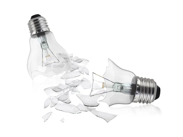 Broken Light Bulb Isolated White Background — Stock Photo, Image