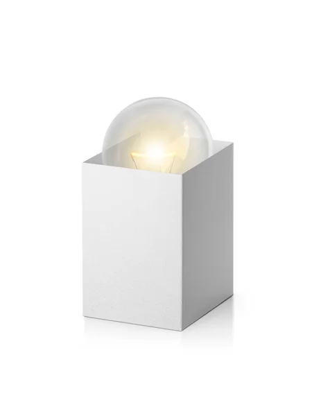 白い背景に隔離された箱の電球 — ストック写真