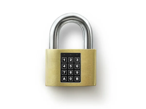 Code Locked Padlock White Background Concept Security — Stock Photo, Image