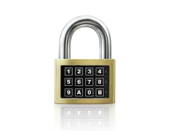 Code Locked Padlock White Background Concept Security — Stock Photo, Image