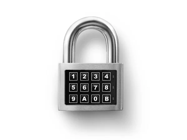 Code Locked Padlock White Background Concept Security — Stock Photo, Image