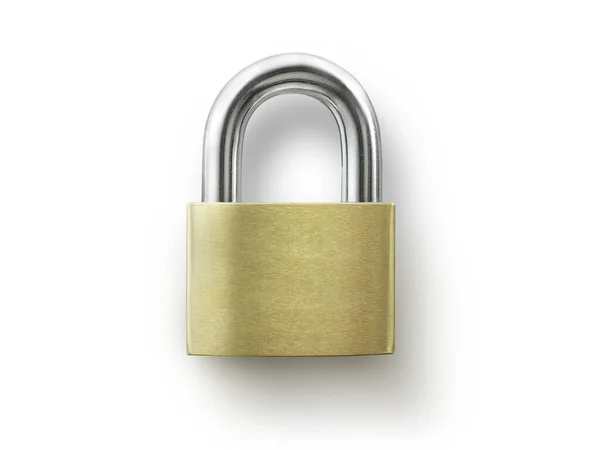 Locked Golden Padlock White Background — Stock Photo, Image