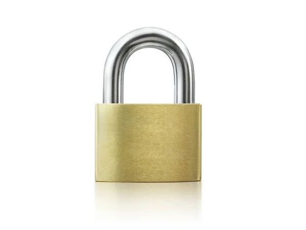 Locked Golden Padlock White Background — Stock Photo, Image