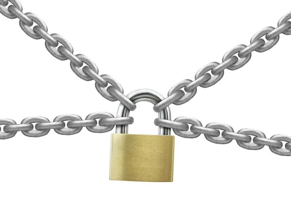 Gray Metal Chain Padlock White Background — Stock Photo, Image