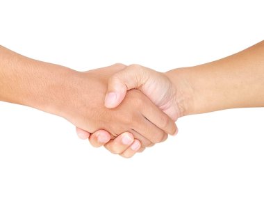 Beyaz arkaplanda elle izole edilmiş bir adam