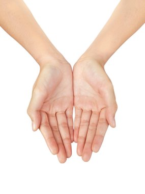 Beyaz arka planda izole kadın elleri