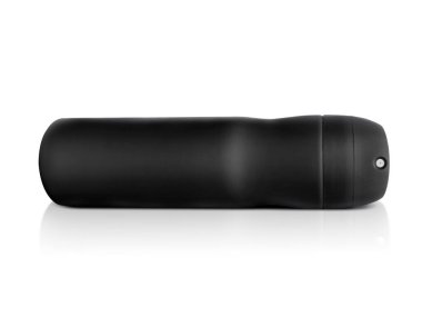 Beyaz arkaplanda siyah şişe spreyi izole edildi