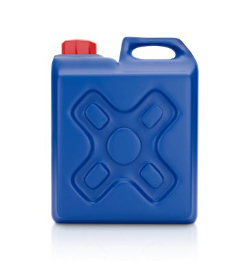 Boş ambalaj mavi plastik galon beyaz arka planda kırpma yolu ile izole. 3 Boyutlu Hazırlama