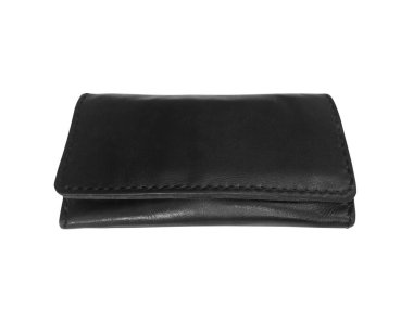 beyaz arka planda izole edilmiş deri cüzdan