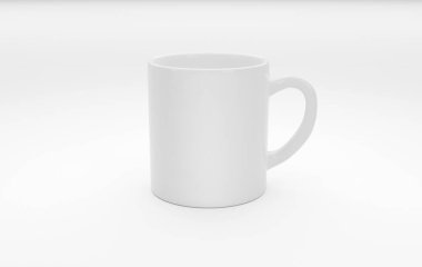 Beyaz arka planda beyaz bir fincan kahve.