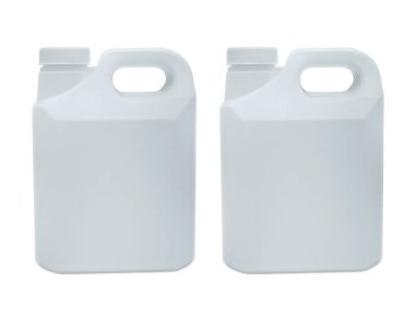 Beyaz bir arka plan üzerinde beyaz plastik jerry can izole