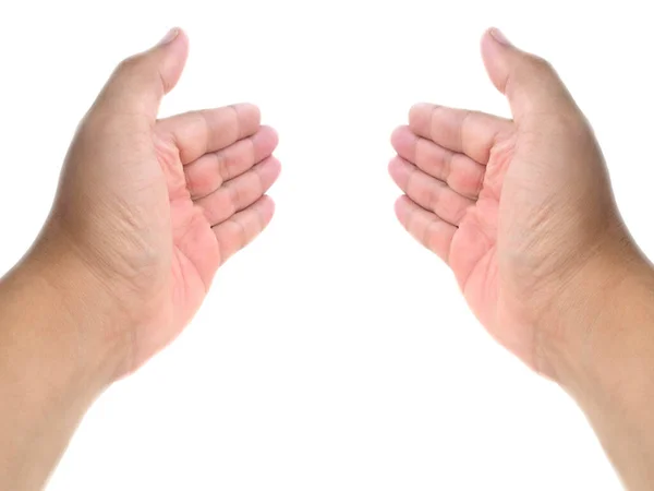 Две Открытые Пустые Руки Ладонями Вверх Изолированные Белом Фоне — стоковое фото