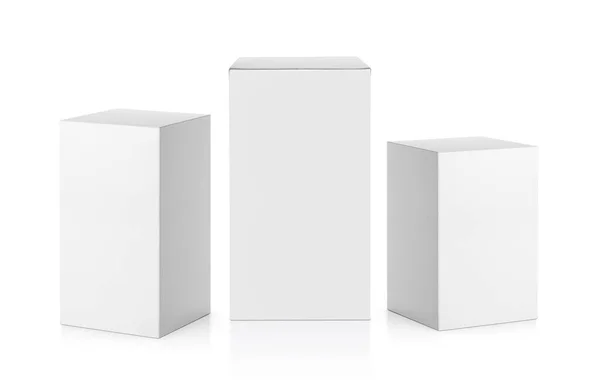 Картонная Коробка Белого Цвета Белом Фоне Готовая Дизайну Упаковки — стоковое фото