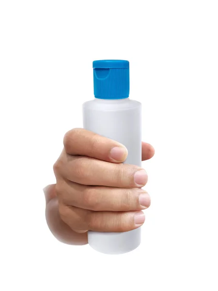 Bottle Medicine Hand Isolated White Background — Fotografia de Stock