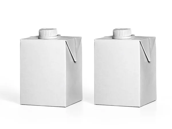 Box Empty White Fruit Juice Isolated White Background — Fotografia de Stock