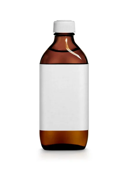 白地にラベルの付いた茶色の薬瓶 — ストック写真