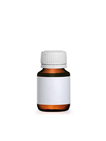 Brown Medicine Bottle Label Isolated White Background — Fotografia de Stock