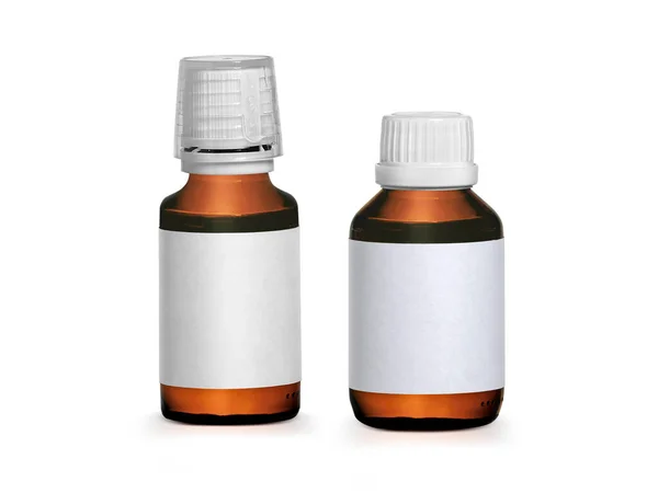 Brown Medicine Bottle Label Isolated White Background — Fotografia de Stock