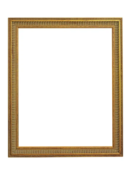 Gouden Afbeeldingsframe Geïsoleerde Pad Witte Achtergrond — Stockfoto