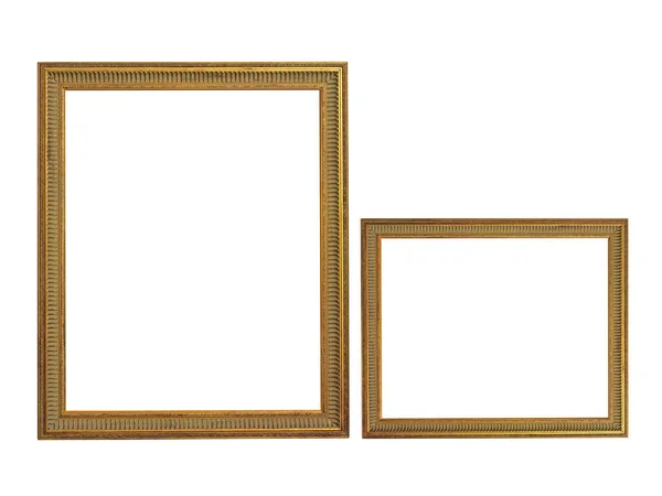 Gouden Afbeeldingsframe Geïsoleerde Pad Witte Achtergrond — Stockfoto