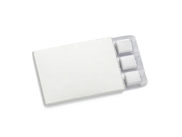 Packung Kaugummi Isoliert Auf Weiß Mit Clipping Pfad — Stockfoto