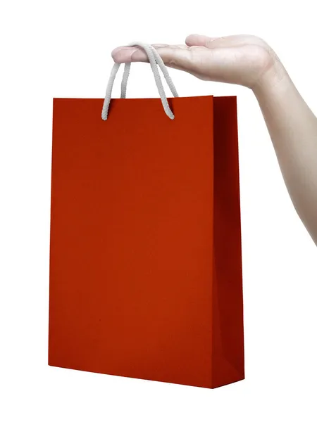 Paper Bag Human Hands Isolated White Background — Stock Photo, Image