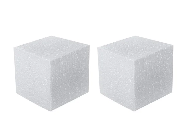 Cubo Isopor Isolado Sobre Fundo Branco Com Caminho Recorte — Fotografia de Stock