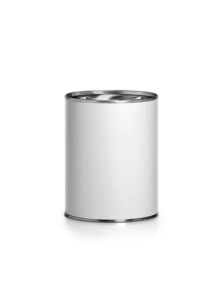 白色空白锡罐 罐装食品 准备好设计了 — 图库照片